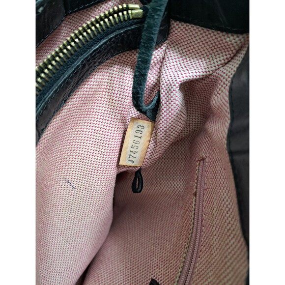 Dooney Bourke Black Crocodile Embossed Leather Logo Lock Hobo Bag Tote Alligator - Picture 11 of 14